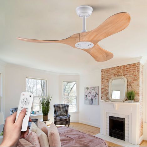 Ventilatore da soffitto 42" con 3 pale in legno, telecomando, senza luce HAVRYA (1/5)