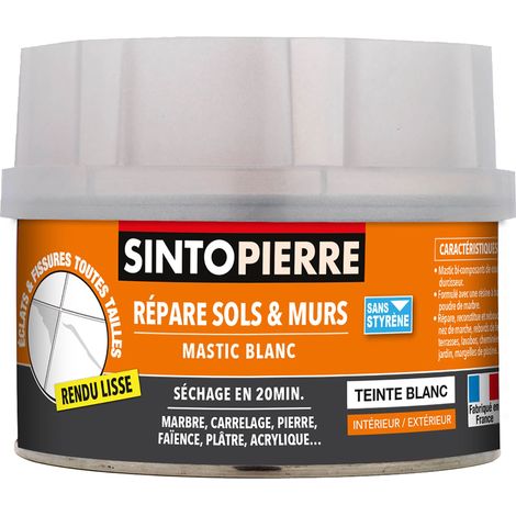 Répare sols et murs blanc (marbre, faïence, carrelage, plâtre) 280g Blanc SINTO