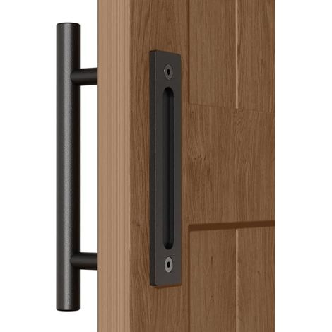 30cm Poignée de Porte Coulissante Poignée de Porte de Grange Coulissant Noir (1/5)