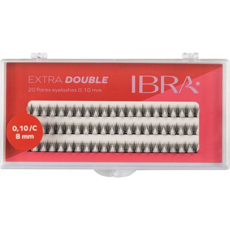 Pestañas postizas Ibra Extra de doble rizo C-0.10 - 8 mm, 1 paquete.