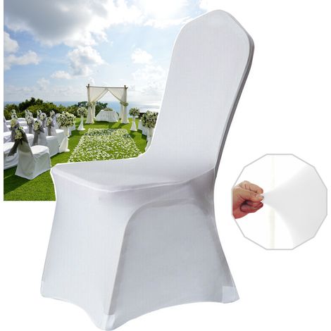 AUFUN Stuhlhussen Stretch 50 stück Weiß Stretchhusse Universell Moderne Stuhl Husse Abdeckung im Lycra Stuhlbezug für Hochzeit Taufe Geburtstagsfeier Dekoration Feiern Haus (1/5)
