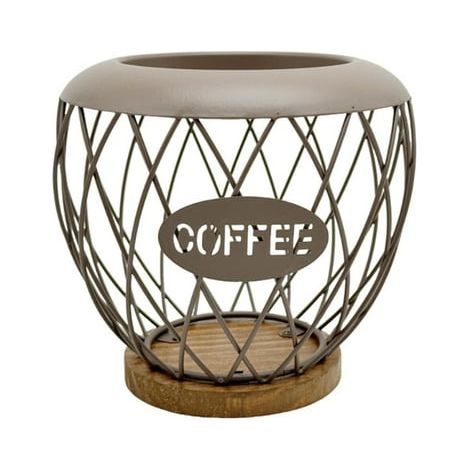 Geometrischer Kaffeekapselhalter, robustes Ablageregal aus Eisenholz, ideal für Arbeitsplatten, kleine Küchen, Büros und als Dekoration – Braun