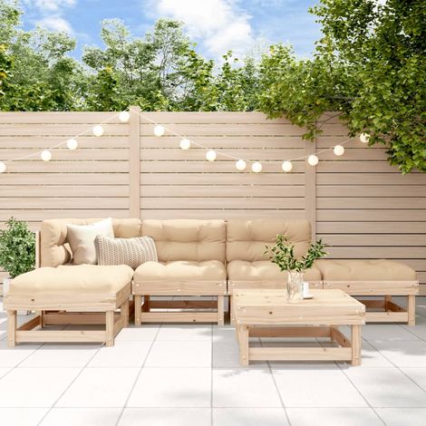 6-tlg. Garten-Lounge-Set Massivholz Kiefer