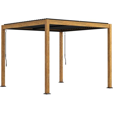 Pergola de jardin avec toile résistante aux intempéries et manivelle pratique. Structure en aluminium, idéale pour créer un espace ombragé confortable sur terrasse, balcon ou jardin. (1/5)