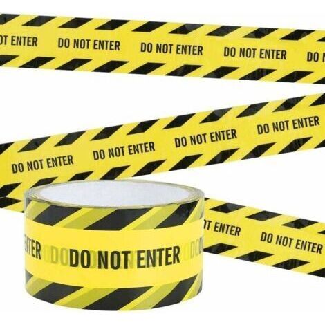 Ruban D'avertissement, 4,8 cm x 25 M DO NOT ENTER Bandes de Sécurité Adhésive Ruban de Signalisation Jaune pour Utiliser Lieu de Travail et Zone Dangereuse (Noir/Jaune) (1/5)