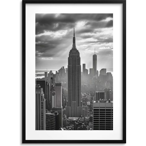 Affiche murale moderne en noir et blanc avec cadre pour bureau et salon (1/5)