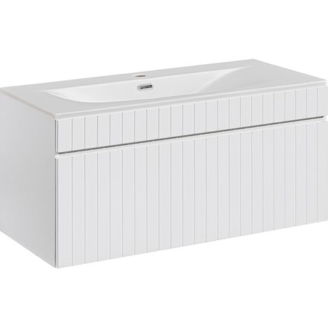 Meuble simple vasque encastrée 100cm Zelie Blanc