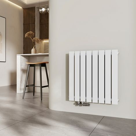 EMKE Heizkörper Flach Heizkörper Design Paneelheizkörper Horizontal, Einlagig, Seitenanschluss, 63x62cm, 450W, Weiß