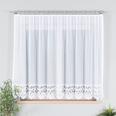 Felicja Fertigvorhang aus Jacquard, weiß, mit Muster am unteren Rand, 300 x 160 cm (1/5)