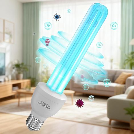 Lampe UV désinfectante avec ozone 25 W E27, lampe germicide UVC, lampe UVC, stérilisation pour chambre à coucher, salon, cuisine, bureau (1/5)