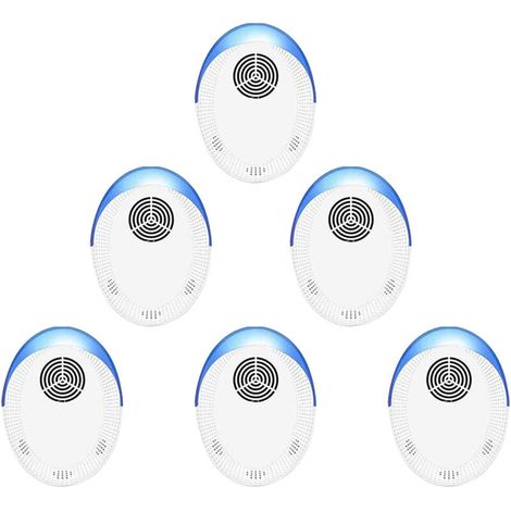 Lot de 6 répulsifs rongeurs et insectes, répulsif à ultrasons, non toxique, sans odeur, très efficace, puissant, blanc