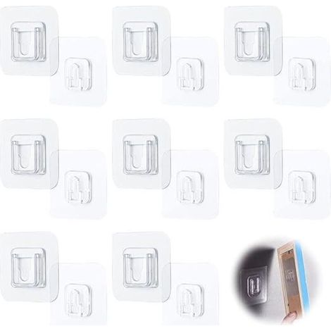 10 Paires Crochets Muraux Adhésifs Double Face 6 x 6cm Crochets Auto-adhésifs Carrés sans Crochet en Plastique Transparent pour Suspendre Boîte d’Essuie-tout Boîte de Rangement de Salle de Bain (1/5)