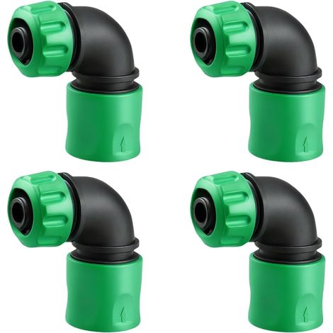 Lot de 4 adaptateurs coudés rapides pour tuyau d'arrosage - Raccord coudé à 90° - Raccord de tuyau d'arrosage à 90° (1/5)