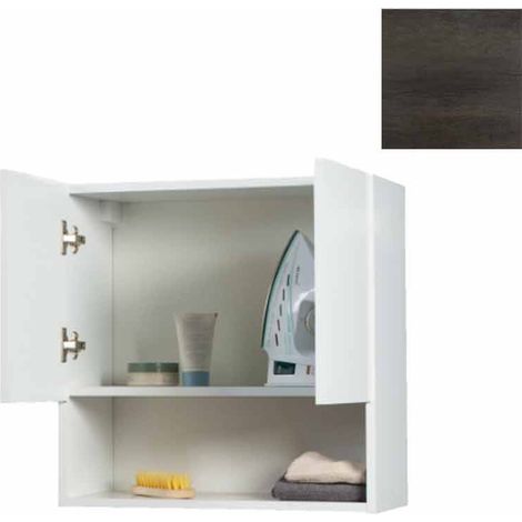 Pensile Bagno Lavanderia con 2 Ante e Vano a Giorno 57,5x27x58 cm in Nobilitato Olmo Scuro (1/4)