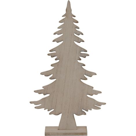 Medium Natural Rustic Christmas Tree on Stand - Wood - L5 x W20 x H35 cm - White