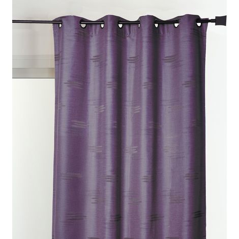 Rideau jacquard à formes géométriques et œillets Prune 140x260 cm