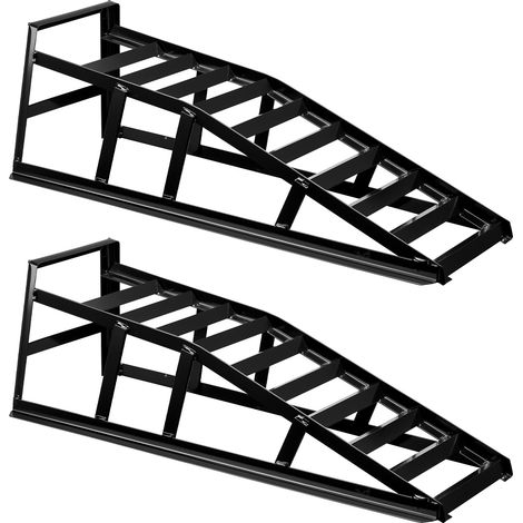 Wiltec 2x Rampa de acceso para vehículos hasta 2 t por par, 830 x 262 x 270 mm, rampas elevadoras de mantenimiento de acero, para inspección y trabajos bajo el coche (1/5)