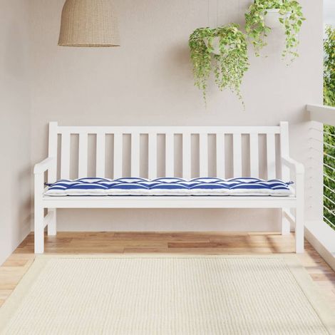 Coussin d'assise confortable pour banc de jardin rayures bleues et blanches 180x50x7cm -FV41165 (1/5)