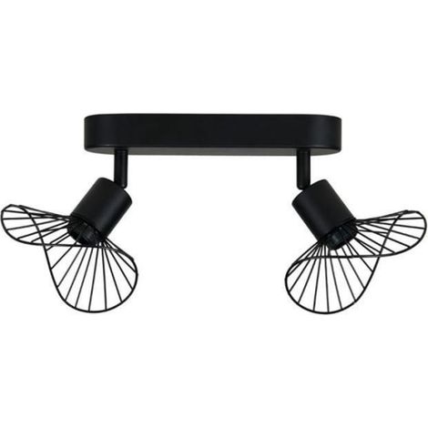 Rampe 2 spots Capeline en métal noir - Ostaria - Abat-jours orientables - Style contemporain