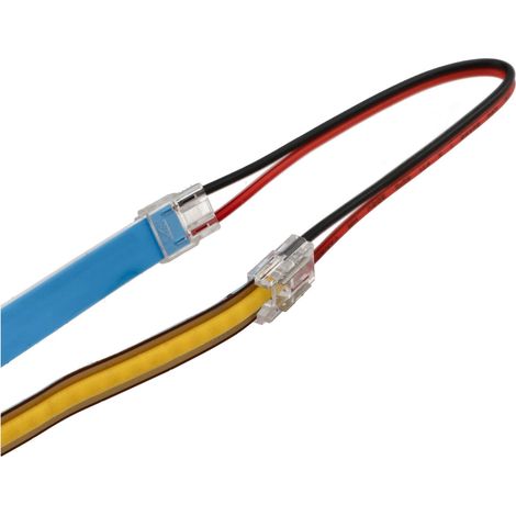 Conector con cable para tiras led de 8mm. Tira a tira. 2 pines. COB o SMD. 12V o 24V. 5 unidades