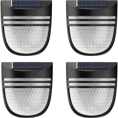 Lampe solaire pour clôture de jardin, applique murale solaire étanche, éclairage décoratif pour cour et jardin extérieur, lumière chaude (lot de 4) (1/5)