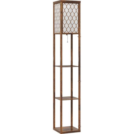 Three-Shelf Standing Lamp - Rustic Brown/White