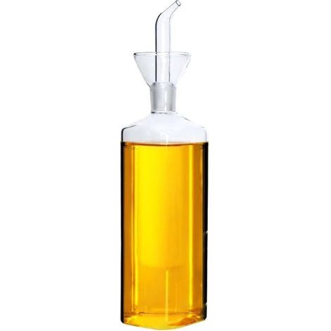 Glazen oliefles, olijfolie-dispenser met schenktuit, olie- en azijnstel, voor keuken en barbecue, 500 ml (1/5)