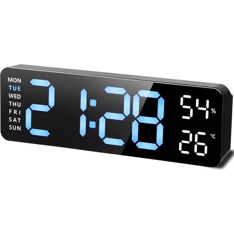 Sveglia digitale, orologio digitale a LED con visualizzazione di data, ora, temperatura e funzione snooze. (1/5)