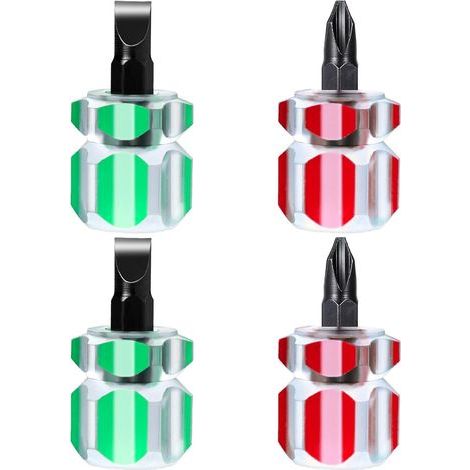 Set of 4 Screwdrivers, Short Non-Slip Handle, Flat and Phillips Head, Chrome Vanadium Steel, For Sewing Machines (1/5)