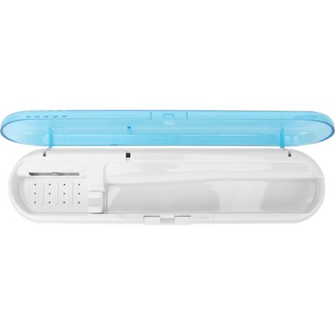 Boîte de nettoyage de brosses à dents à LED UVC professionnelle, portable, pour la maison et les voyages (bleue) (1/5)