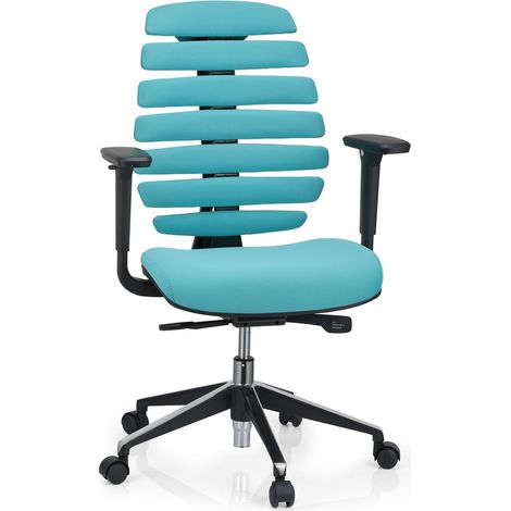 Bürostuhl / Drehstuhl ERGO LINE II Stoff türkis hjh OFFICE (1/5)