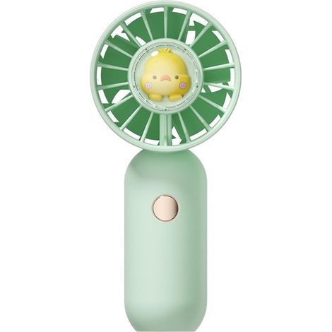 Petit ventilateur portable à 3 pales et 3 vitesses réglables, rechargeable par USB, silencieux et facile à manipuler, idéal pour le bureau, la bibliothèque et les voyages (vert). (1/5)
