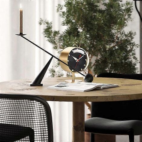 Horloge de table à quartz silencieuse, décoration intérieure (dorée) (1/5)