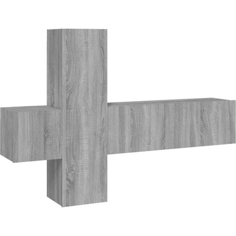 Ensemble de meubles armoire buffet TV télévision salon chambre séjour 3 pièces sonoma bois d'ingénierie gris