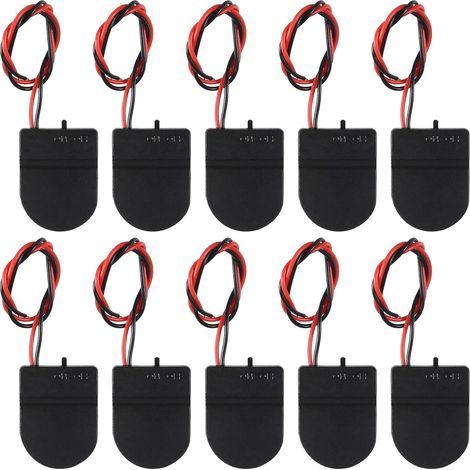 10 supports de piles CR2032, 1 boîtier de support pour pile bouton 3V avec fil et interrupteur marche/arrêt (noir) (1/5)