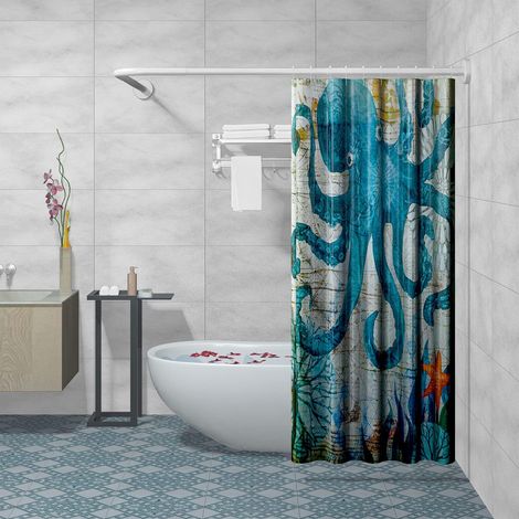 Barres de Rideau de Douche Extensible en Acier Inoxydable 304 pour Salle de Bain (Grande Taille : Blanc 70-100 x 120-165 cm) (1/5)
