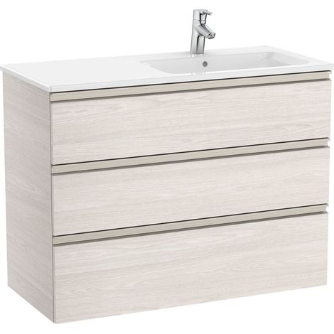 Pack Unik mueble base de 3 cajones + lavabo a la derecha THE GAP - ROCA Color: Fresno nórdico