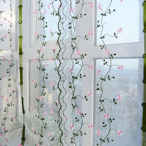Rideau transparent romain brodé, écran de fenêtre Floral classique, abat-jour élégant pour balcon de chambre à coucher, hauteur 1m/39,4 pouces. (1/5)
