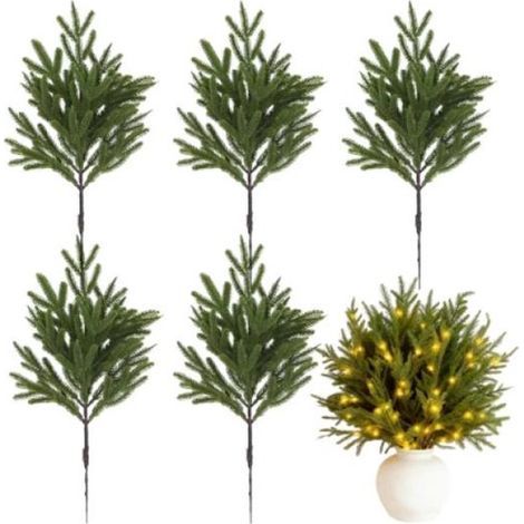 Weihnachtszweige - 5 Stück - 41 cm - Dekorative Kunststoffzweige - Künstliche Tannenzweige - Beleuchtete Zweige (1/5)