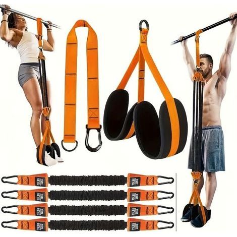 Bandes d'assistance aux tractions, bandes de résistance pour exercices de traction, équipement de fitness robuste, force de traction maximale de 300 lb (dont 4 bandes d'assistance) (1/5)