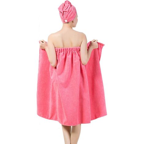 Serviette de Bain Chapeau de sèche Cheveux Microfibre Bonnet de Bain Robe de Chambre 2 pour 1 Lot de Bonnet de Bain et Serviette de Bain Femme Vêtement de Chambre (1/5)