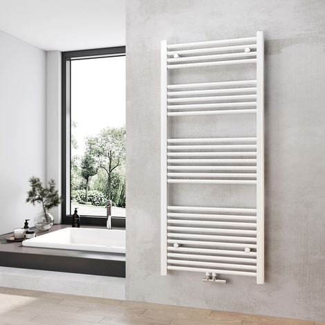 Heilmetz Sèche-serviettes eau chaude 140 × 60 cm, 661 W, Blanc, Radiateur Chauffage central