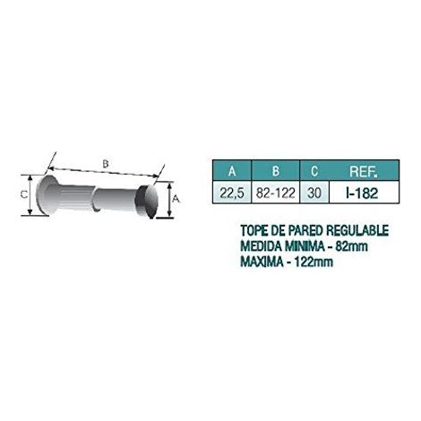 EVI Herrajes I-182 - Butoir de mur, RGLABLE, finition inox mat stainless steel caoutchouc noir