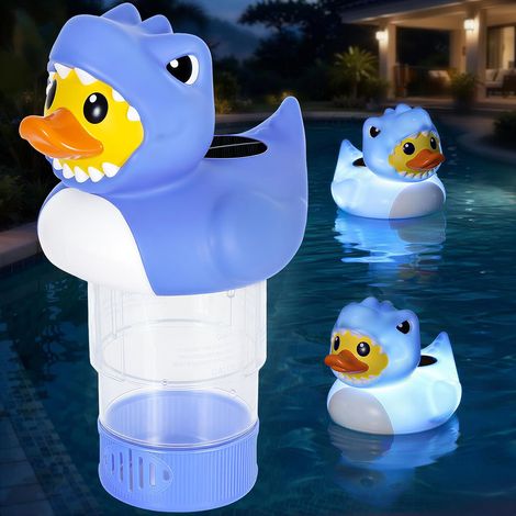 Solar Chlorine Pool Float, Floating Dispenser Suitable for 4 x 3 inch shelves, adjustable release, easy opening and anti-sinking, float pool hot tub, duck (1/5)