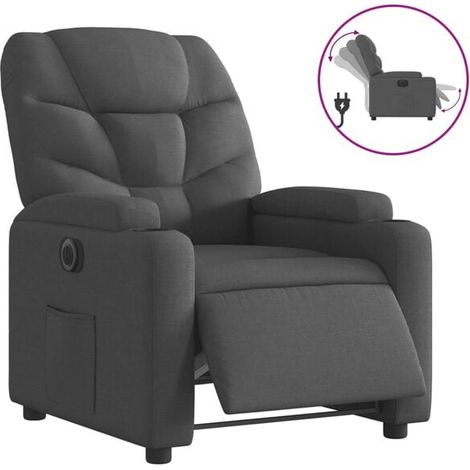 Chaise électrique inclinable en tissu anthracite – Fauteuil releveur médical avec dossier réglable, appui-tête et repose-pieds, idéal pour personnes âgées ou à mobilité réduite (1/5)