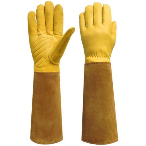 Gants de protection, gants de jardinage, résistants aux perforations et aux coupures - longueur 43, largeur 11,5 cm - marron (1/4)