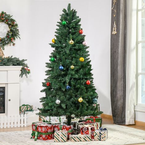 Albero di Natale artificiale, pino da 180 cm con 724 rami e supporto in metallo per uso interno.