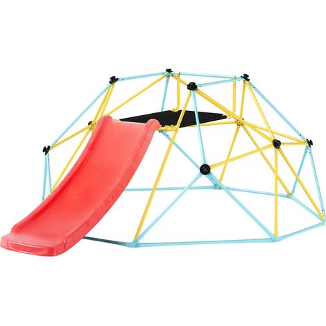VEVOR Cupola da Arrampicata Geometrica per Bambini da 3 a 9 Anni, Arrampicatoio a Cupola 244 cm con Scivolo, Supporta 272 kg, con Maniglia da Arrampicata, Parco Giochi per Interni ed Esterni, (1/5)