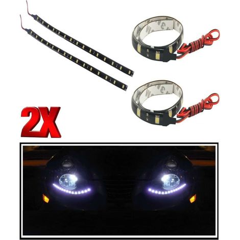 Set mit zwei wasserdichten LED-Streifen – Tagfahrlichter, flexible Bänder, Weißlicht 5050 SMD, 12 V, 30 cm