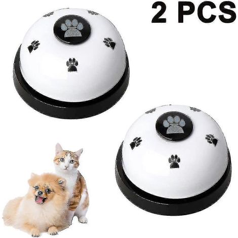 Horloge pour animaux de compagnie, lot de 2 anneaux métalliques pour le dressage des chiens, avec sonnette antidérapante, blanche Yanlieso (1/5)